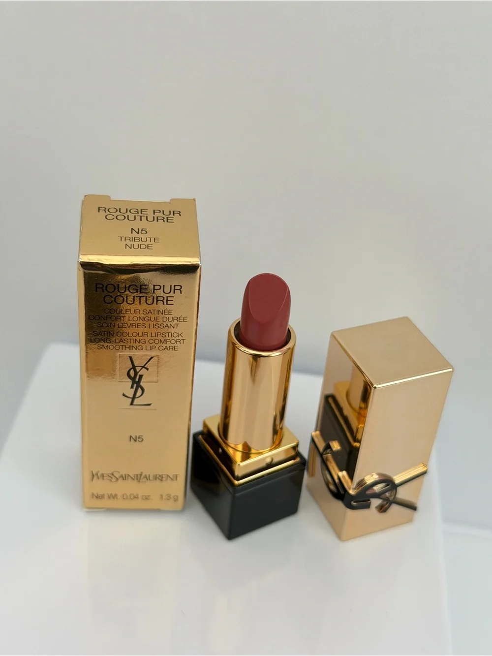 YSL Rouge Pur Couture N5 Tribute Nude Satin Lipstick - Travel size 1.3 g, New